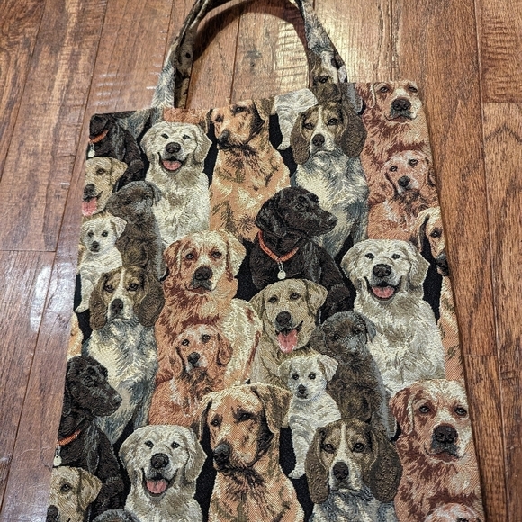 Dogs tapestry hand bag 14"x 12.5 - Picture 4 of 4